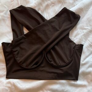 Brown Crisscross bra top - M